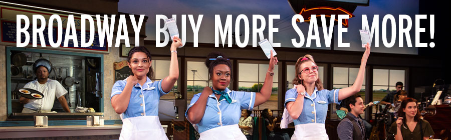 Broadway Buy More Save More with the cast of Waitress holding meal receipts